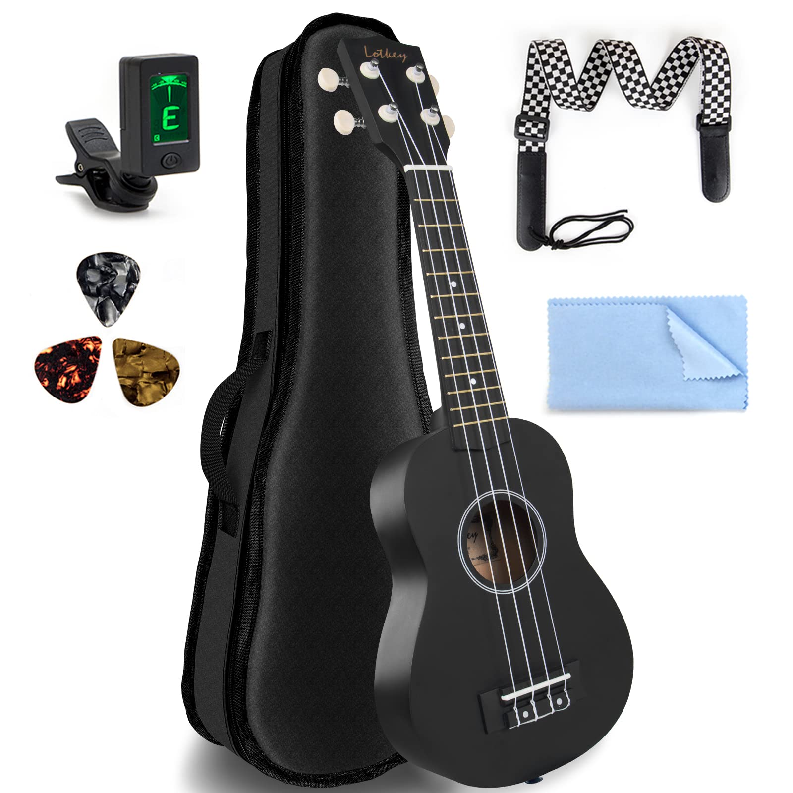 Ukulele Soprano Ukam UK-21 In Mogano - Con Accordatore, Custodia, Corde Extra, Plettri E Capotasto