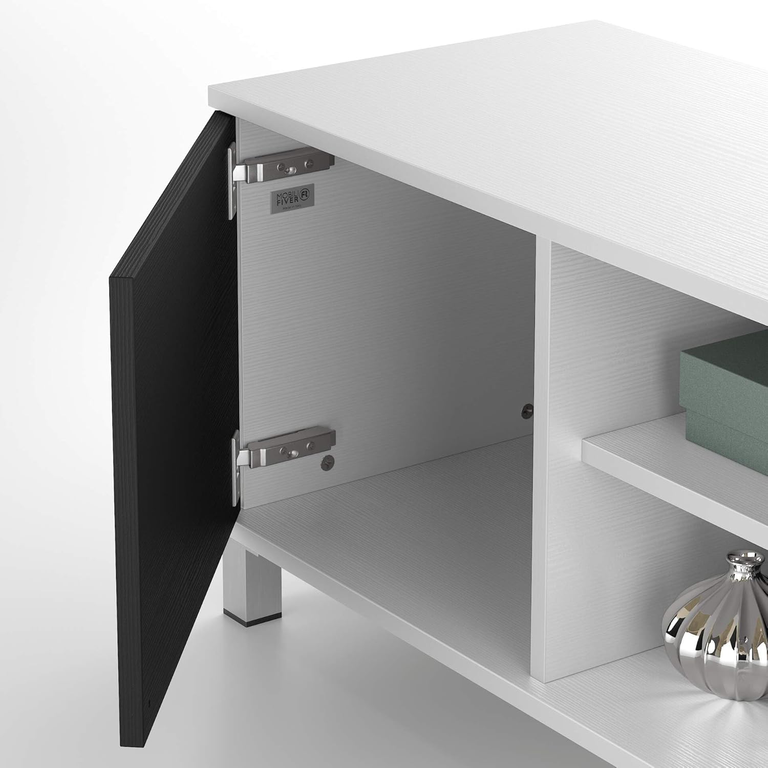 Mobili Fiver, Rachele TV Stand, Ashwood White and Ashwood Black, Made in Italy