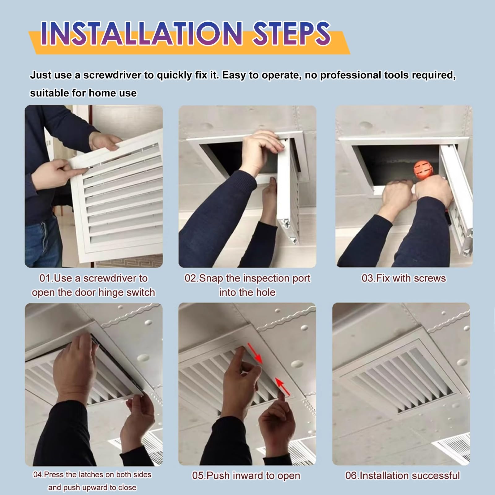Pannello di accesso, in plastica rimovibile, per soffitto/parete, porta di servizio per ispezione idraulica, facile da usare per cablaggio e tubi di riscaldamento