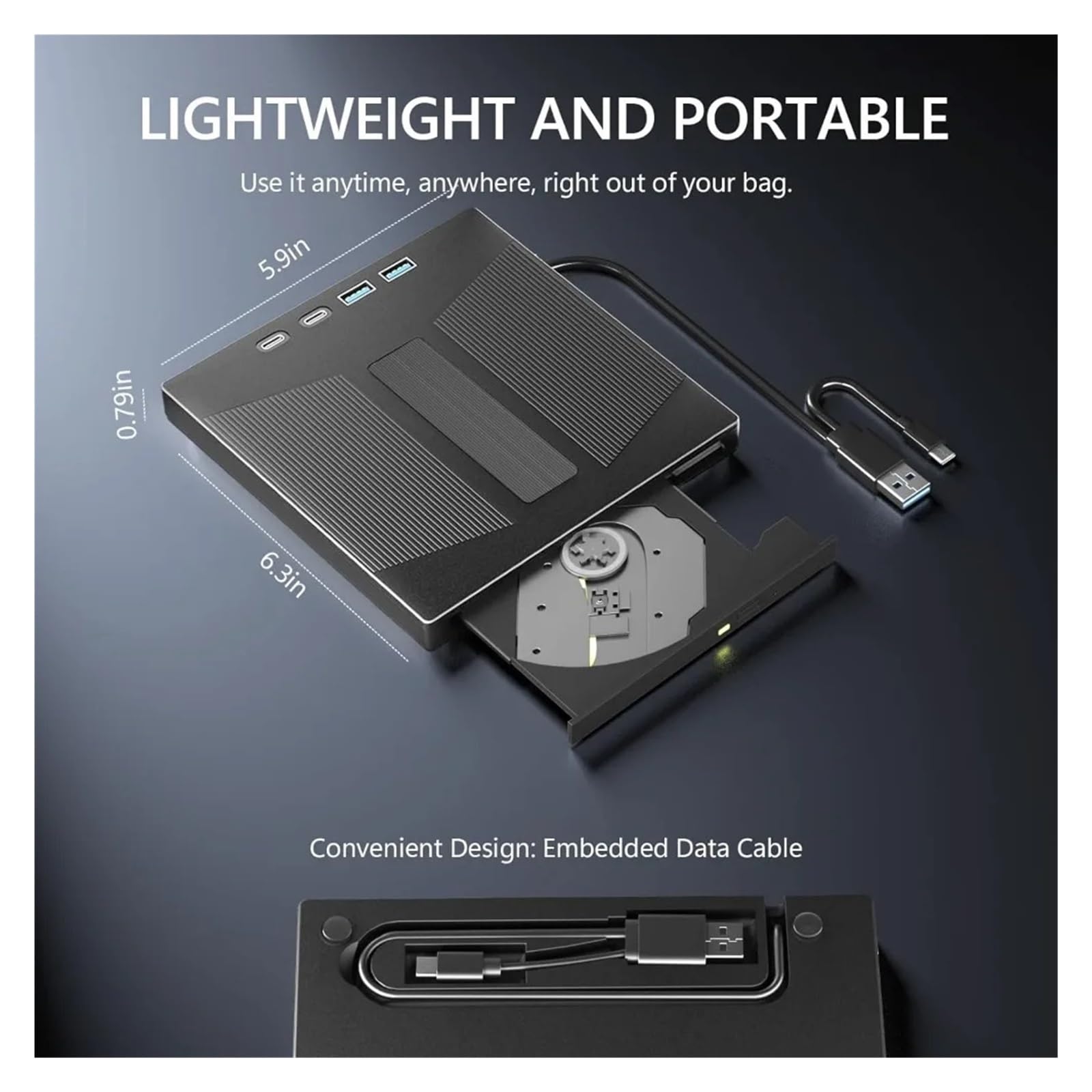 Zewnętrzny Napęd Blu-ray 7 W 1, Obsługa Dysków 100 GB, Nagrywarka Blu-ray/DVD USB 3.0, Odczyt I Zapis Płyt CD/DVD Wyczyść Proces Odtwarzania