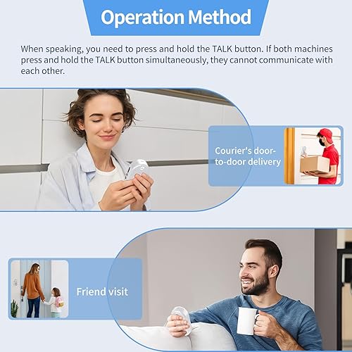Miniatura 7 de Timbre inalámbrico para el hogar, sistema de intercomunicación inalámbrico de 4900 pies de largo alcance, impermeable, timbre intercomunicador con