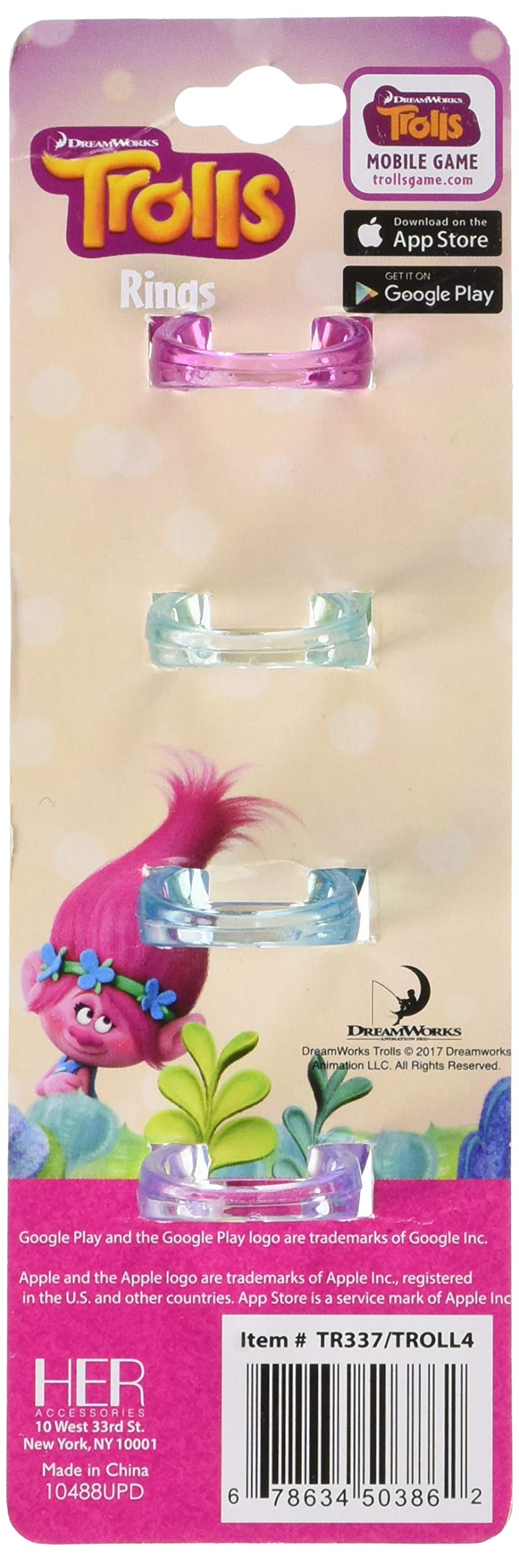 DreamWorks Trolls Plastic Rings