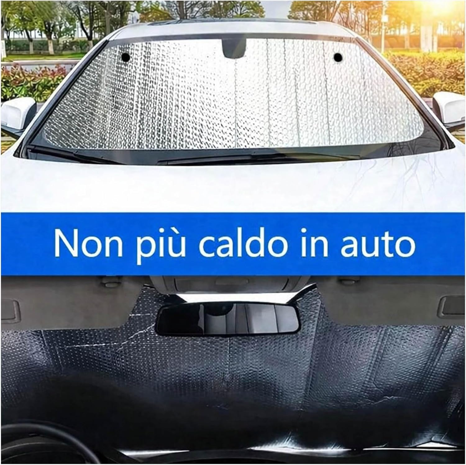Parasole Auto Parabrezza Interno Pieghevole (130 * 60) – Protezione Sole UV, Riduce Calore, Adatta per La Maggior Parte dei Veicoli (Argento 130 * 60)