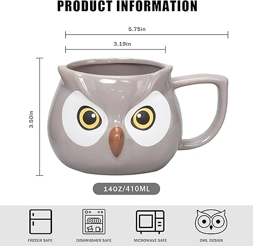 Vista 42 de Taza de café de llama de 14 onzas, taza de café de cerámica novedosa, taza de té de porcelana 3D para mujeres, Navidad, inauguración de la casa