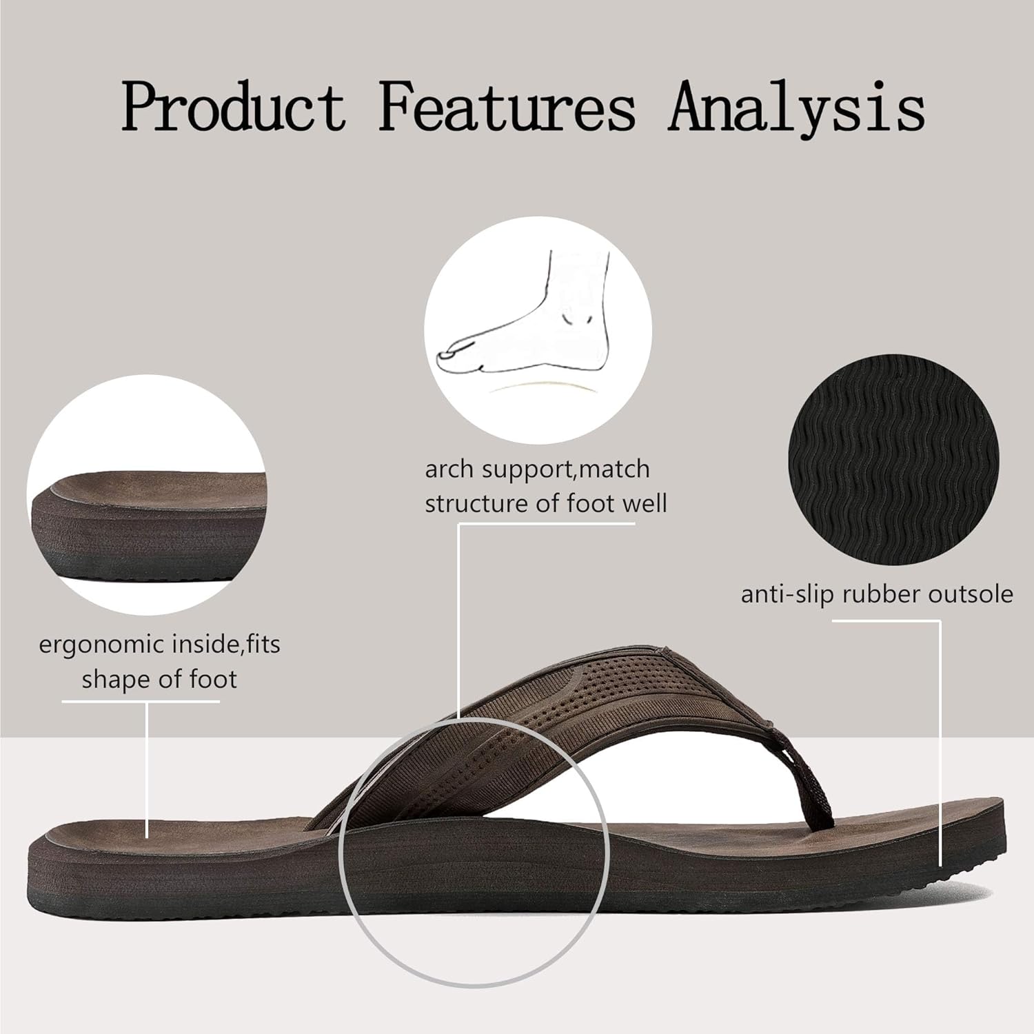 AX BOXING Mens Flip Flops Leather Thong Sandals Casual Comfort Slides Slippers - Image 6