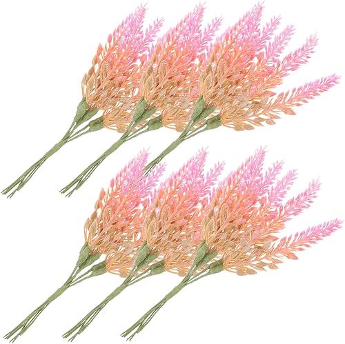 Happyyami 6 piezas de césped de plástico simulado, tallos de vegetación sintética para boda, arreglo floral sintético para jarrón, arbustos