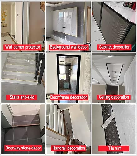 Miniatura 8 de GTPBAO Alfombra y transición del umbral del piso, tiras de aluminio para borde de nariz de escalera, umbral plano de sillín, extra estrecho 0.591 in