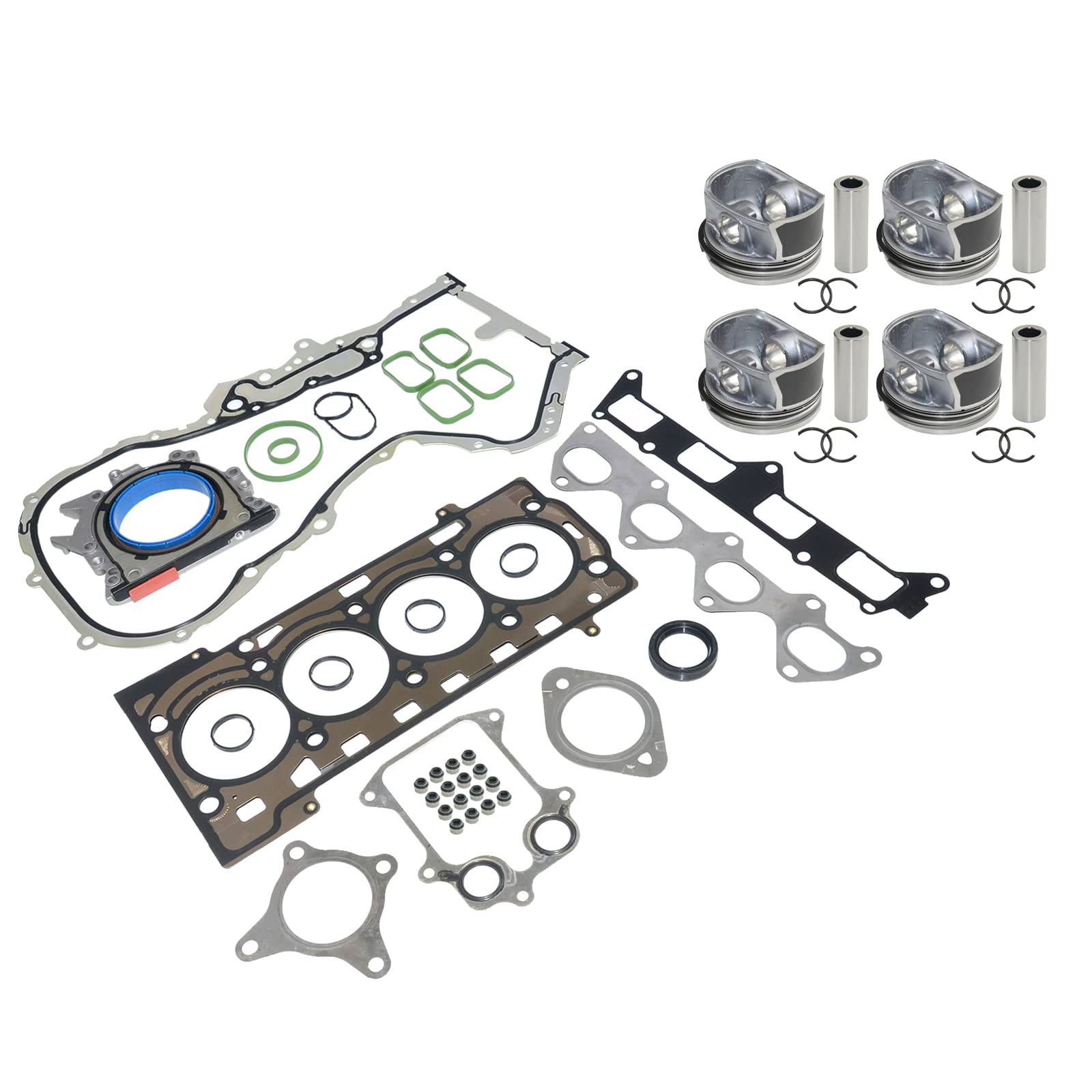Guarnizione testa cilindro + kit 4 pistoni compatibile con 03C107065AQ 03C109287G 03C103383R