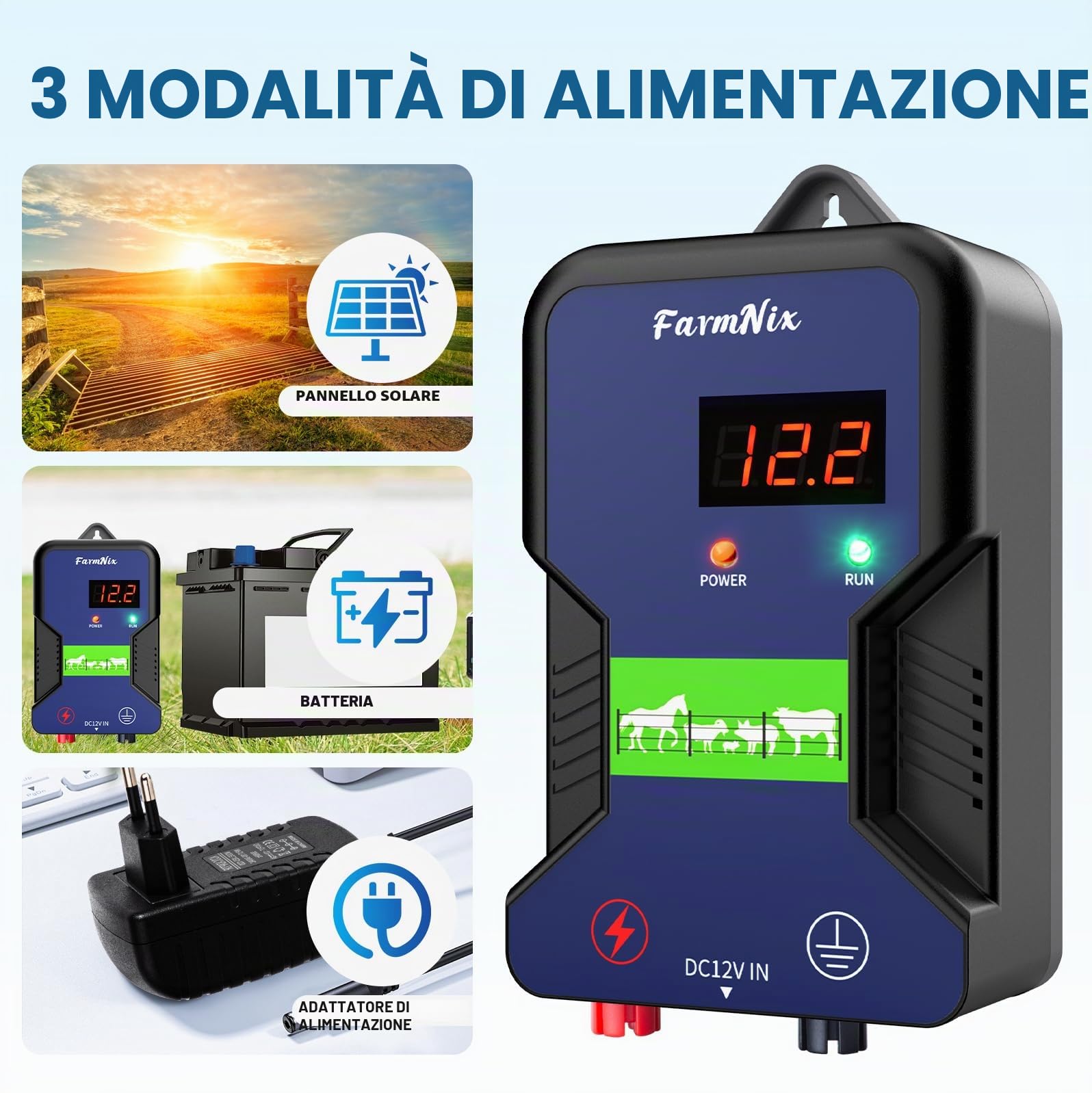 15KM Recinto Elettrico per Animali, 2J/12kV Pastore Elettrico | Controllore di Impulsi ad Alta Tensione Sicuro Fattoria degli Animali Recinzione,Per Mucche, Bestiame, Allevamento Di Pollame