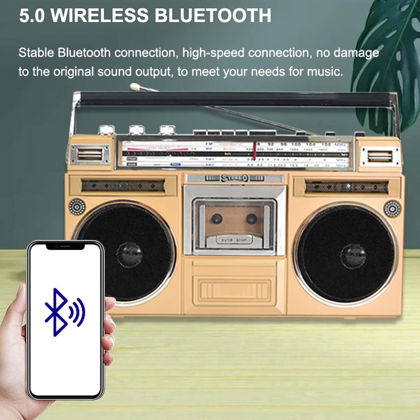 Boombox portatile con lettore di cassette, radio DAB, registrazione USB, Bluetooth, perfetto per riunioni di famiglia e viaggi