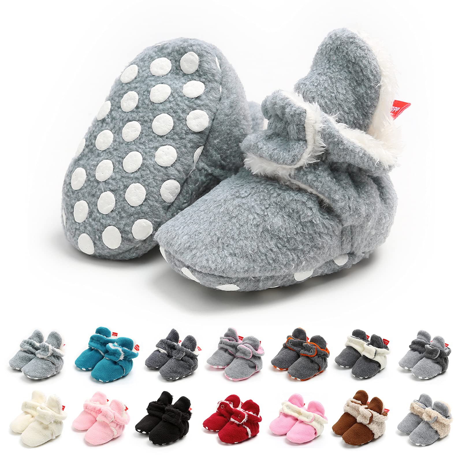 TMEOG Baby Booties Slippers Infant Boots Newborn First Walking Shoes Baby Winter Sock Crib Shoes for Boys Girls 0-6 Months — view 9