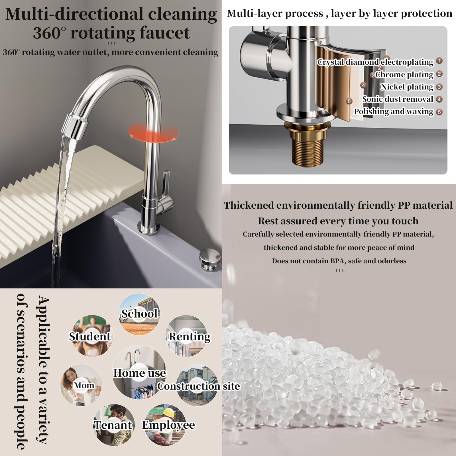 Lavandino con lavabo, mensola e rubinetto, in plastica resistente, per garage, lavanderia, esterni, lavaggio animali domestici e giardinaggio, stazione di lavaggio versatile