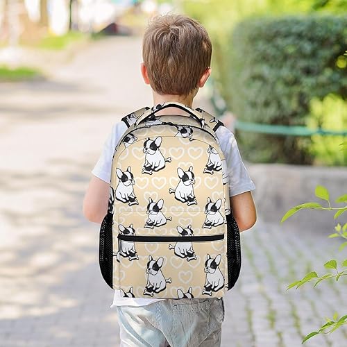 Miniatura 2 de Mochila de bulldog francés para niñas y niños, mochila escolar de 16 pulgadas con correas ajustables, bolsa de viaje duradera, Bulldog1, Classic