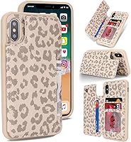 Vista 33 de iCoverCase Compatible con Funda para iPhone XR con Tarjetero, Funda de Teléfono Tipo Cartera para Hombres y Mujeres con Bloqueo RFID de Piel Beige