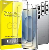 JETech Protetor de Tela para Samsung Galaxy S25 5G com Protetor de Lente de Câmera, Filme de Vidro Temperado, Compatível com ID de Impressão Digital, HD Transparente, 2 Pacotes Cada