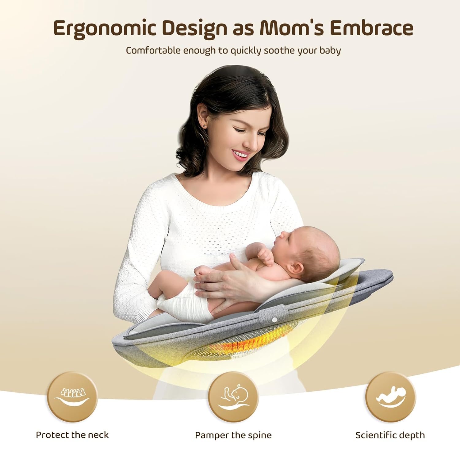 Fdlscpem Electric Baby Swing for Infant, Upgraded 5 Point Harness Baby Bouncer Chair with 5 Swing Speeds 3 Timers and 10 Music, APP/Remote/IMD Panel Control Newborn Toddler... - Image 5