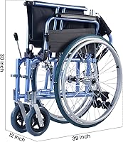 Vista 7 de Silla de ruedas manual multifuncional de aluminio, sillas de ruedas para adultos, silla de ruedas acolchada plegable con ruedas de liberación rápida