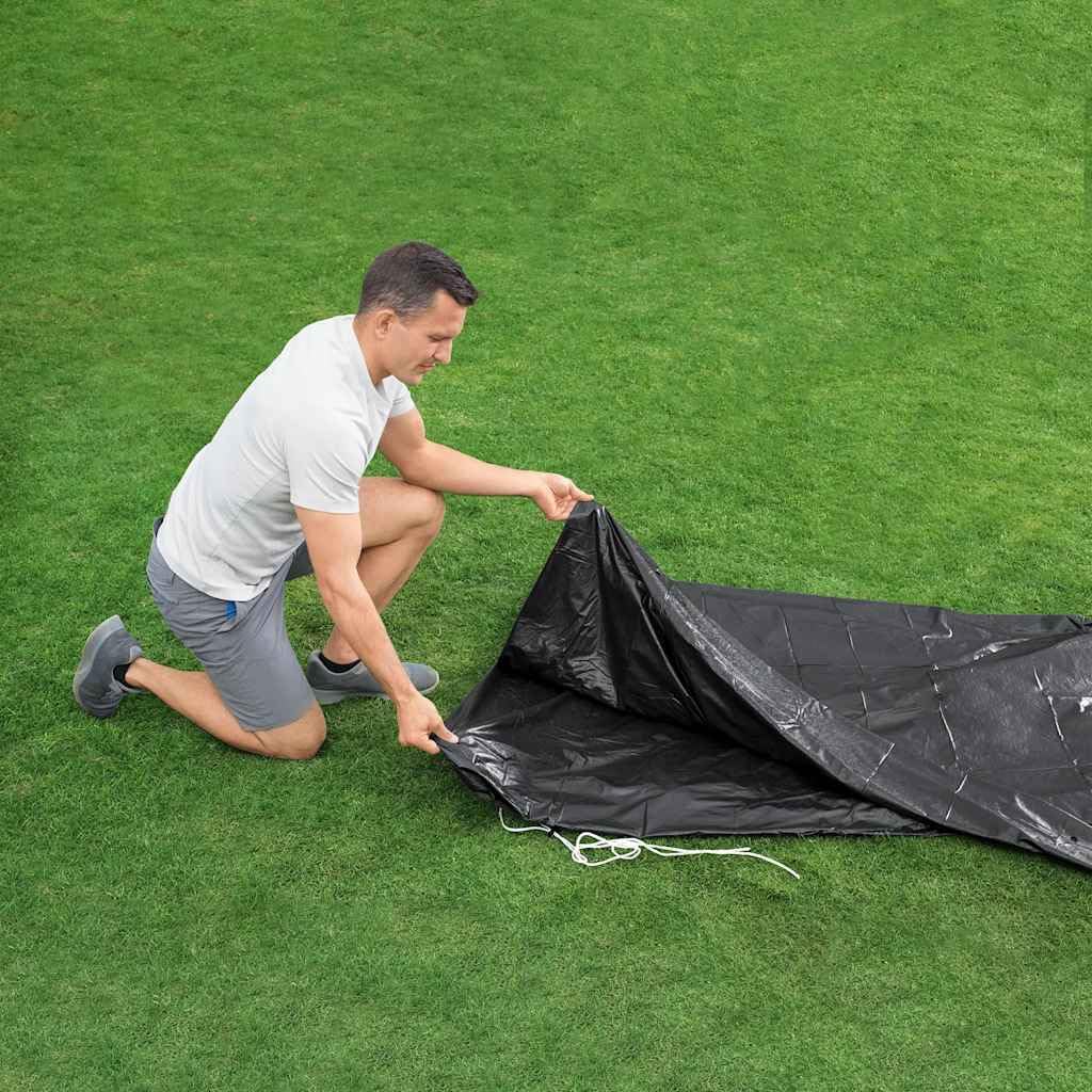 Flowclear osłona basenu 305 cm z otworami odpływowymi, trwała, chroni przed brudem i liśćmi, łącznie z linami mocującymi do basenów rozkładanych