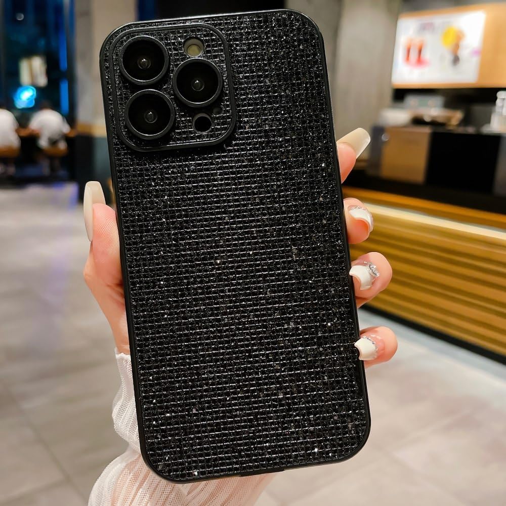 Coque iPhone 15 Pro Max flash diamond en TPU noir pailleté