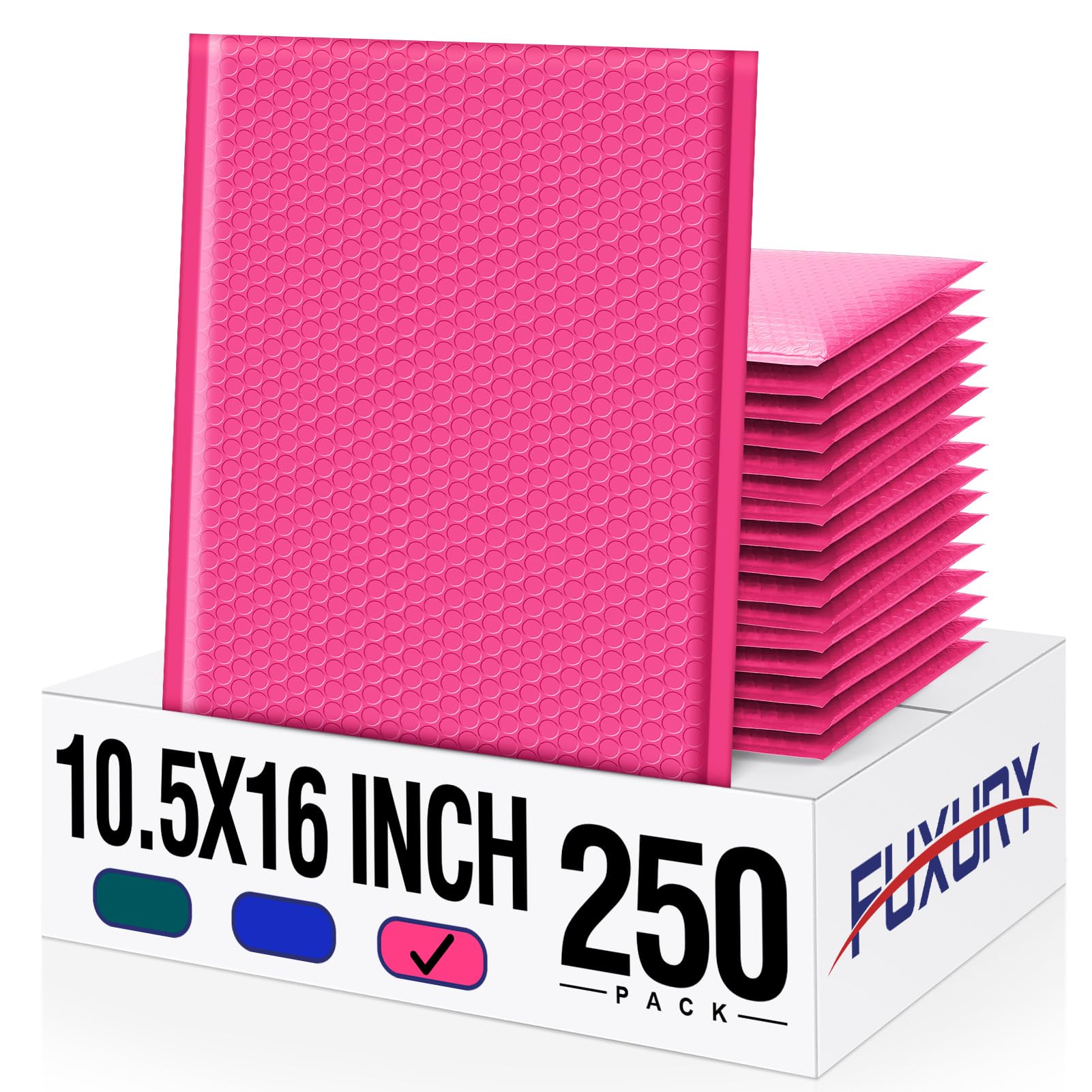 Fuxury Hot Pink Bubble Mailers Bulk 10.5x16 Inch 250 Pack Padded Envelopes