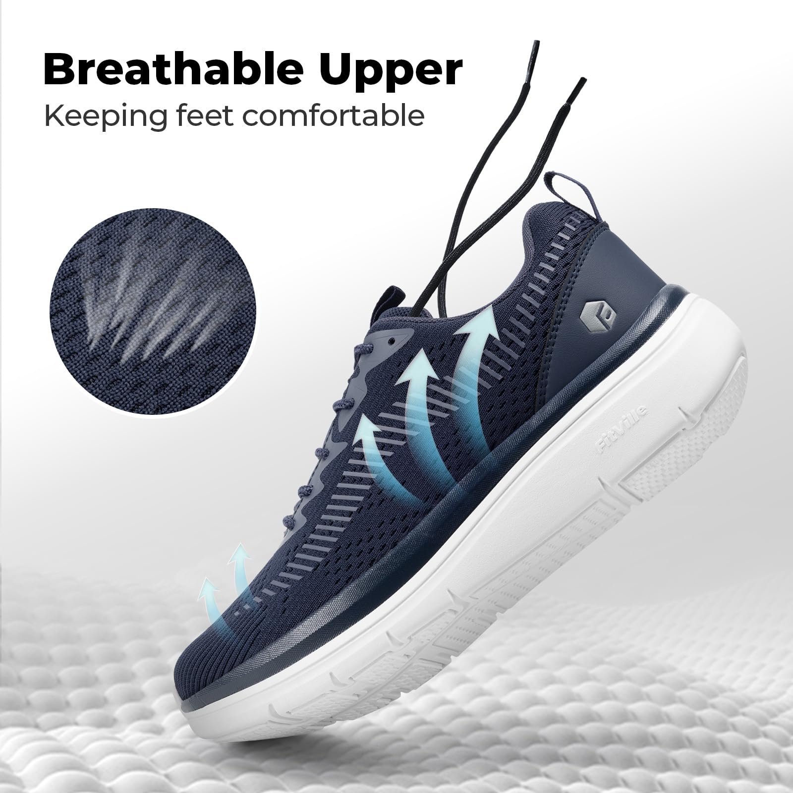 FitVille Walkingschuhe Herren Extra Weite Sneaker Atmungsaktive Laufschuhe Bequeme Sportschuhe für Breite Füße