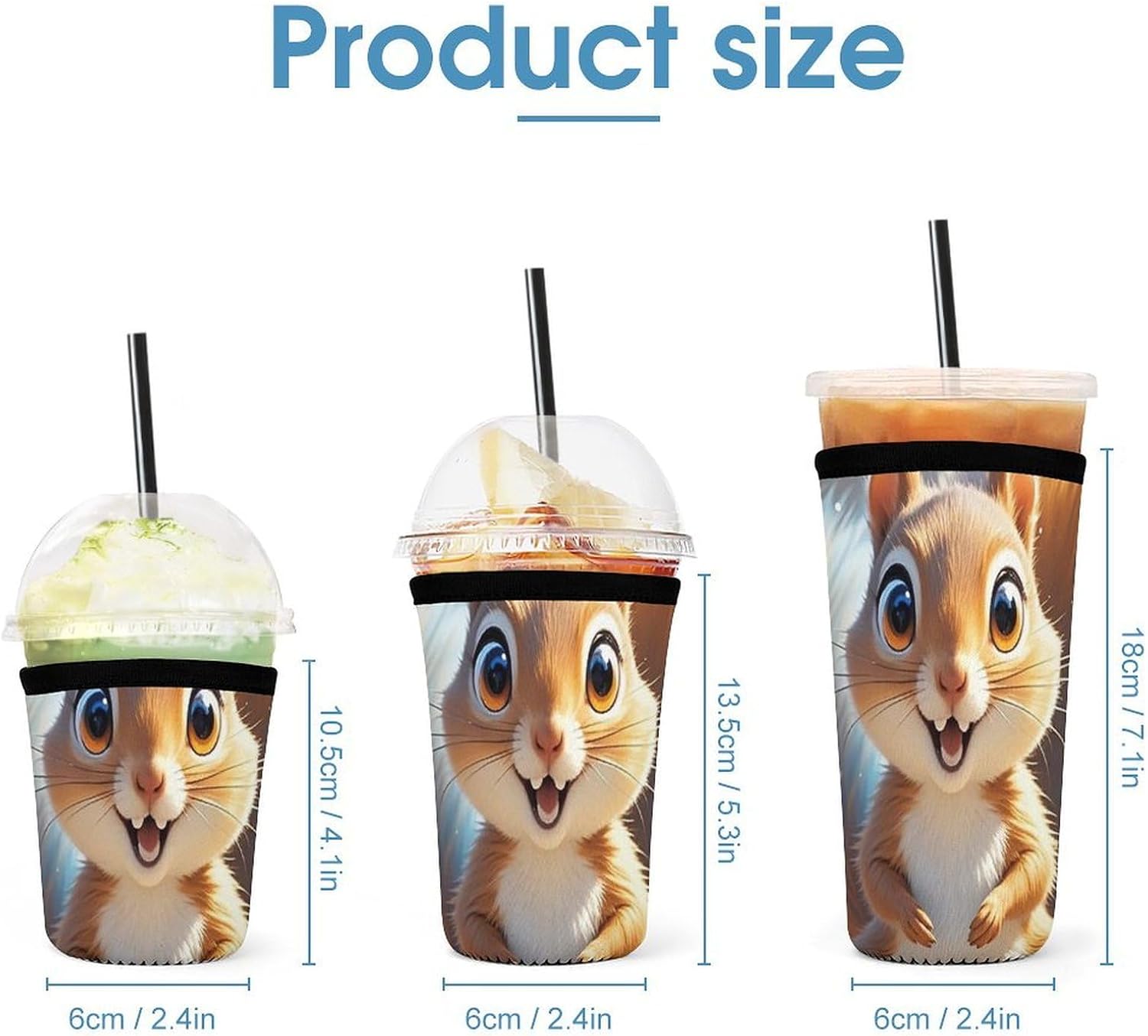 3 Pack Neoprene Cup Sleeves, Stretchy Reusable Drink Cup Cover Universal