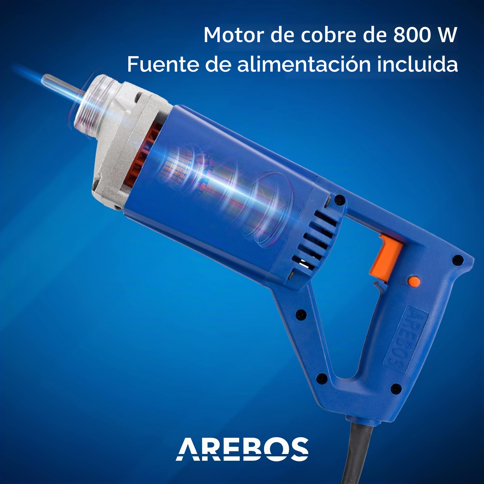 Arebos Vibrador de hormigón | Aguja vibrante electrica | Vibrador de construcción eléctrico | 800W | longitud de varilla vibratoria de 1,5m | para concreto