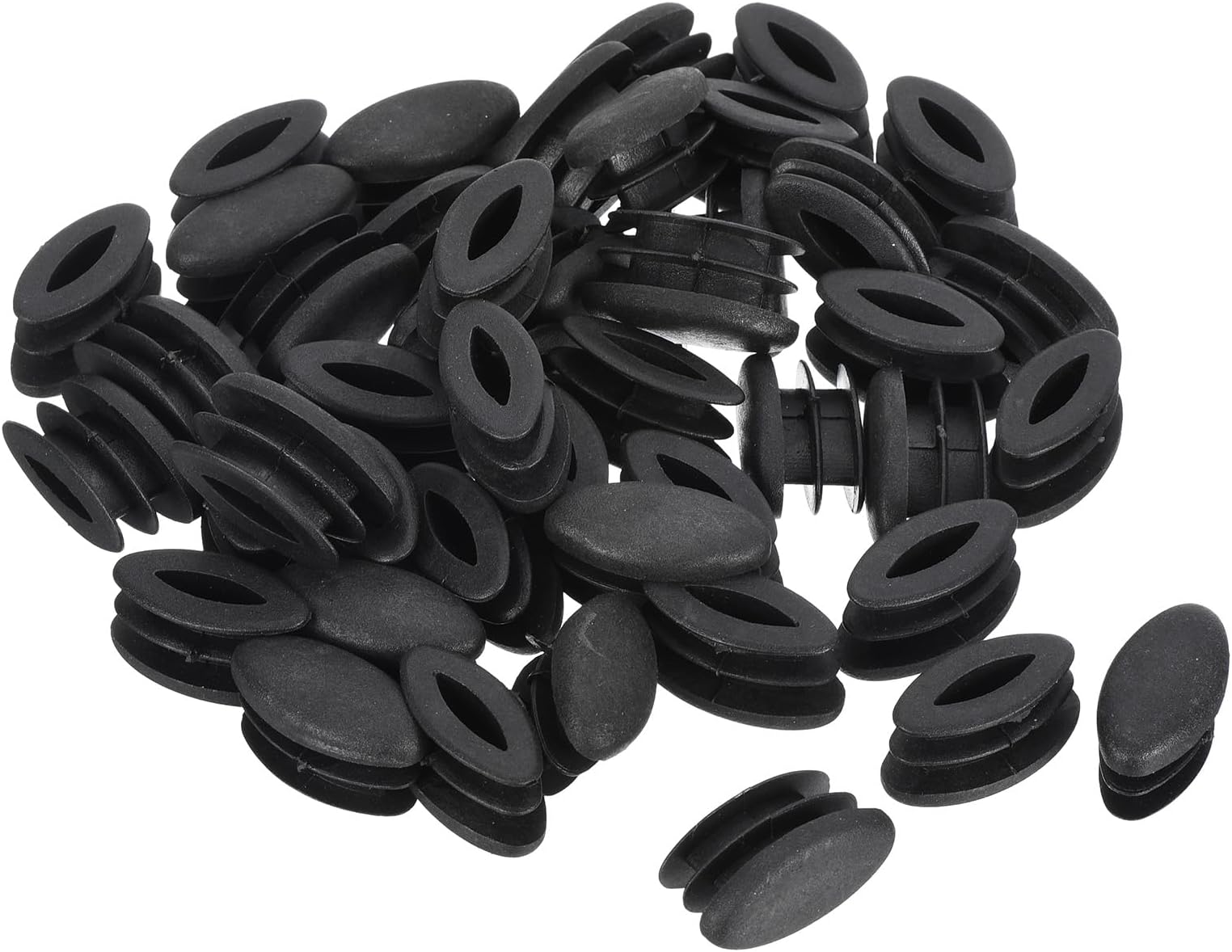 QUARKZMAN 15 mm x 30 mm Oval Shaped Plastic Plugs x 20 Pieces Plastic End Caps Insert for Metal Pipeline Sliding Insert Fence Pipe Pipe Post Chairs and Furniture [Black]