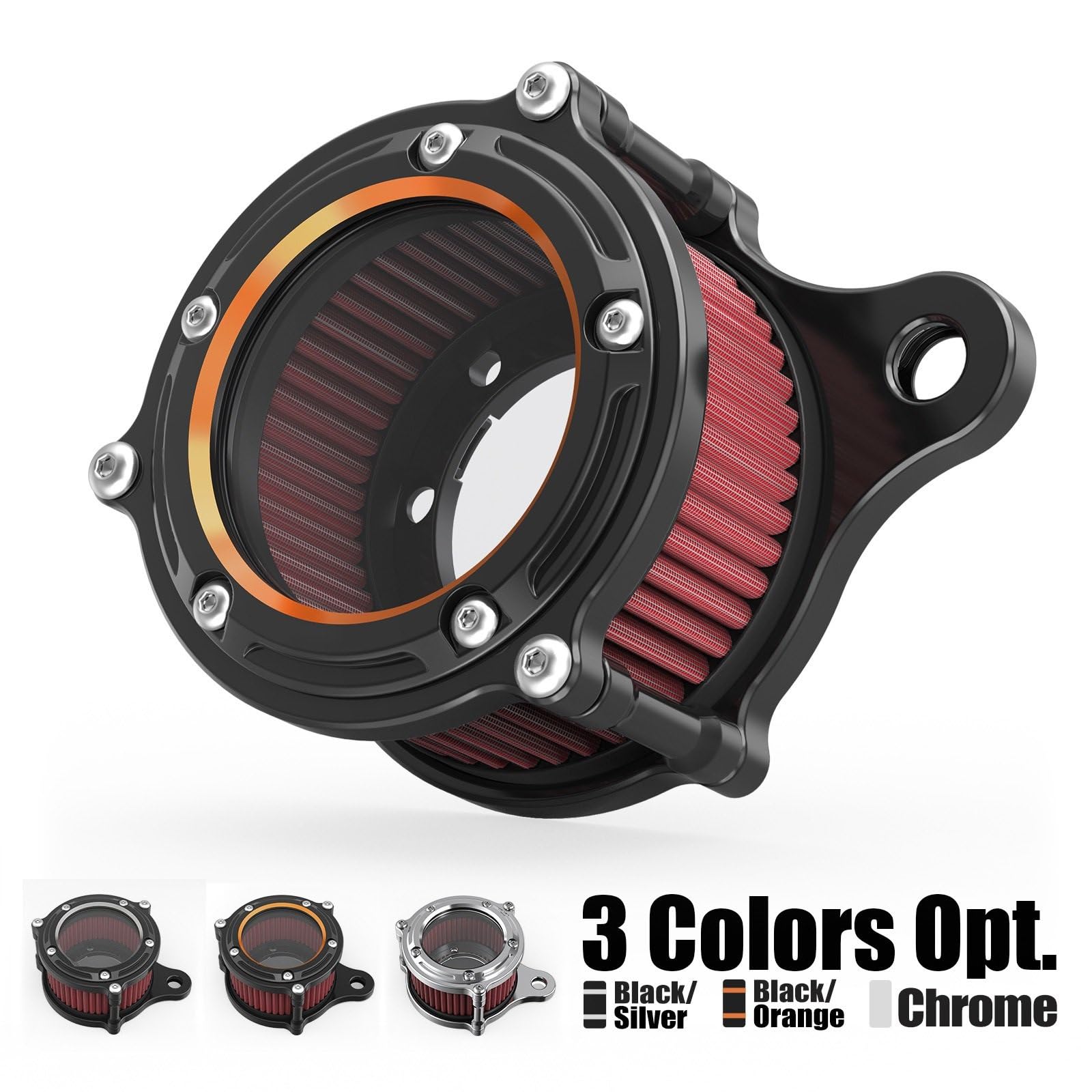 Zestaw filtra powietrza motocykl Pasuje do Harley Sportster 883 Low XL883L 2007-2010 filtr wlotowy filtra powietrza(Orange)