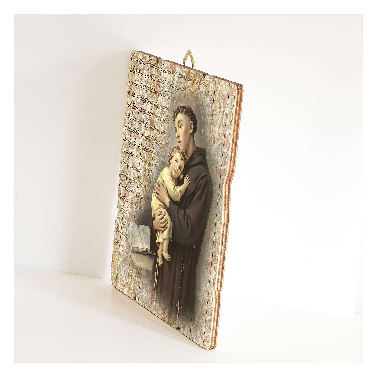 Holyart Tableaux, gravures, manuscrit enluminé: Tableau bois profilé avec crochet St Antoine de Padoue