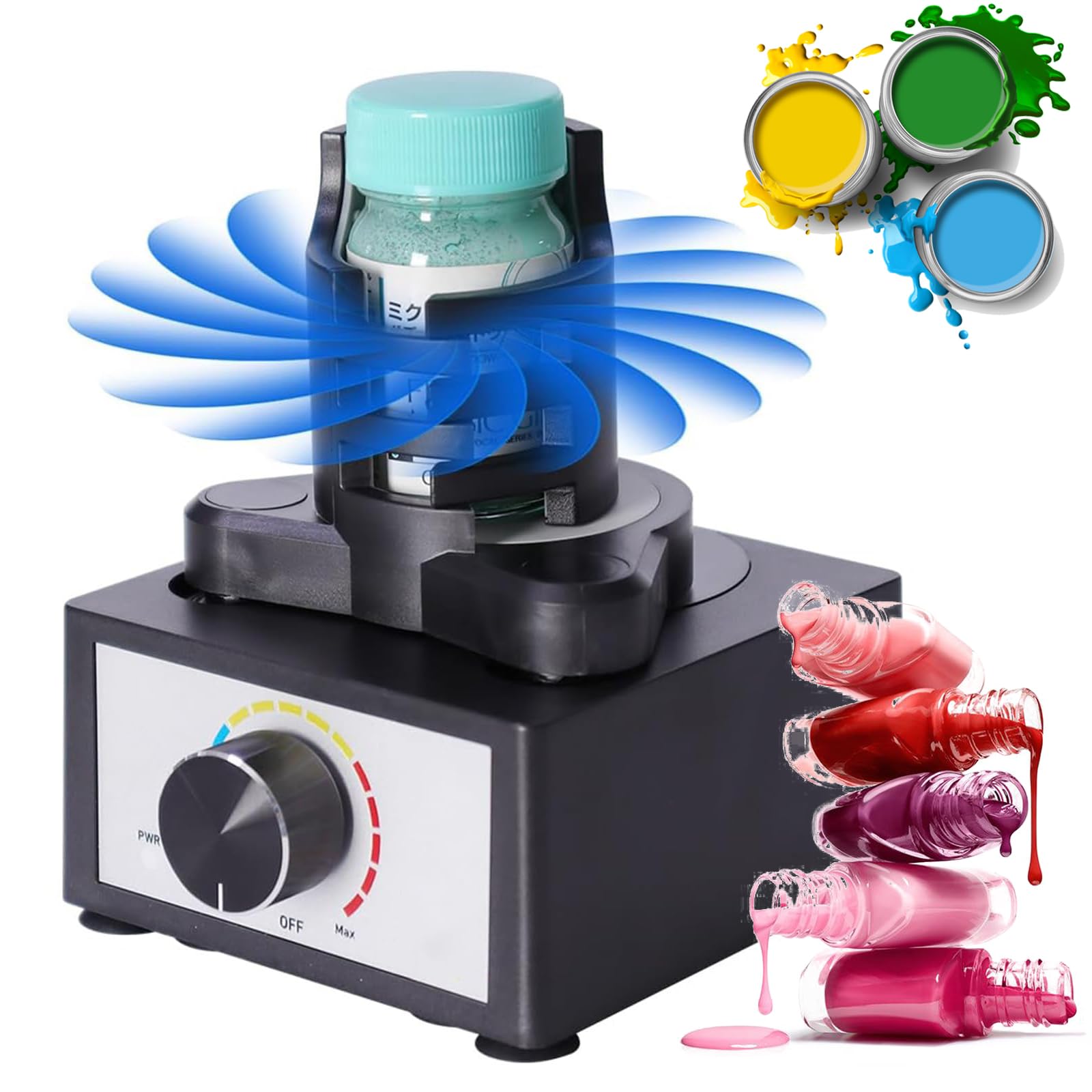 Mieszarka do farb, 300~2400RPM mieszadło wirujące z funkcją timera na 2 minuty, 3-stopniowy mieszacz farb z regulowanym stojakiem 10-100ML, mieszarka do farb dla hobbystów