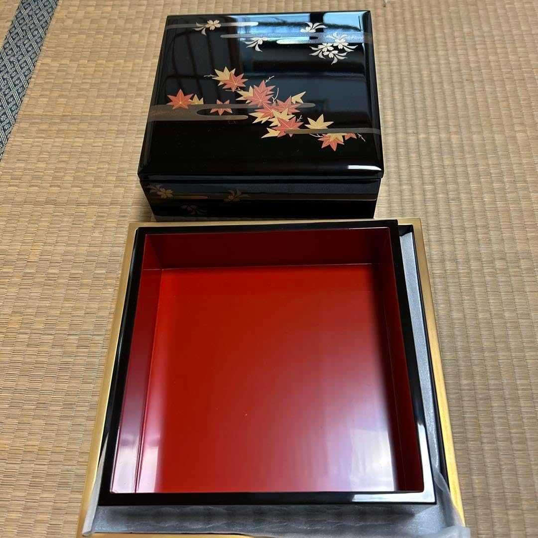 高級輪島塗 2段重箱(台付き) レトロ 輪島塗 2段重 重箱｜輪島市