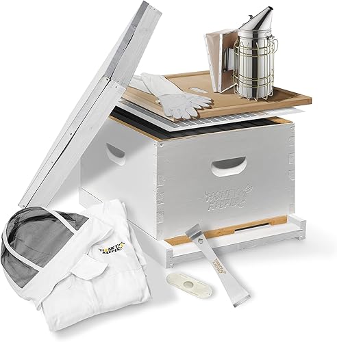 Honey Keeper Kit de colmena de iniciación (1 cuerpo de colmena profunda) con suministros esenciales para principiantes Kit de herramientas para