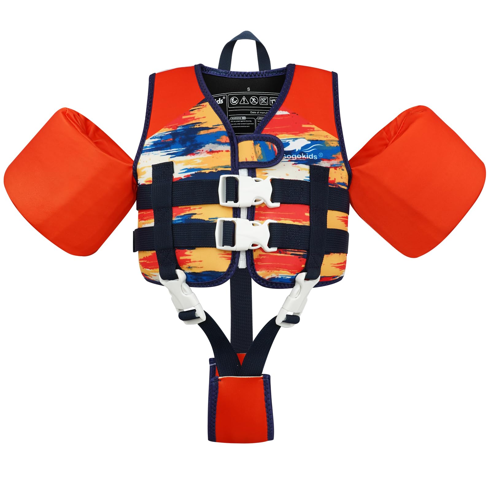 Gogokids Chaleco de natación para niños, brazaletes flotantes ajustables con correas fuertes, chaqueta de flotación para niños y niñas de 2 a 6 años