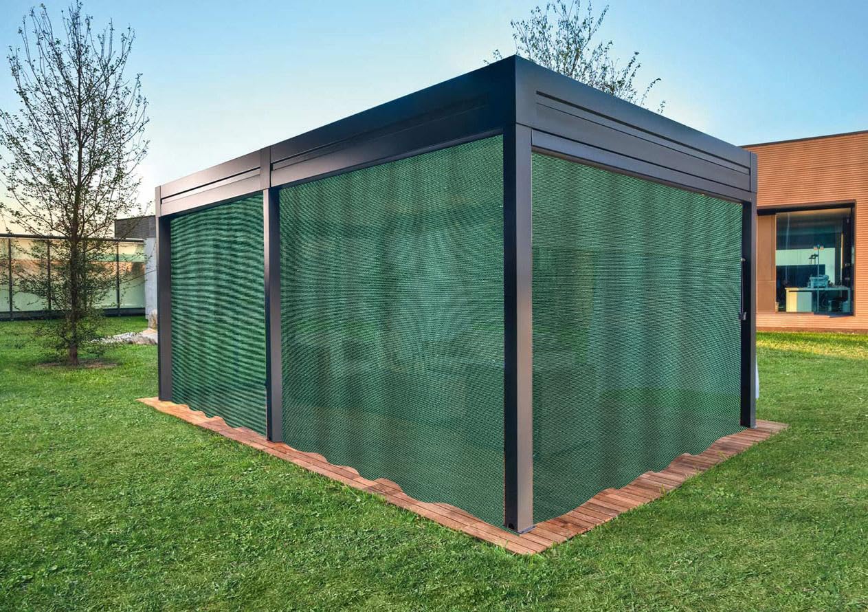 Tende da Esterno per Balconi, Gazebo da Sole con Anelli Termiche parasole (145X290 CM, TINTA UNITA VERDE)