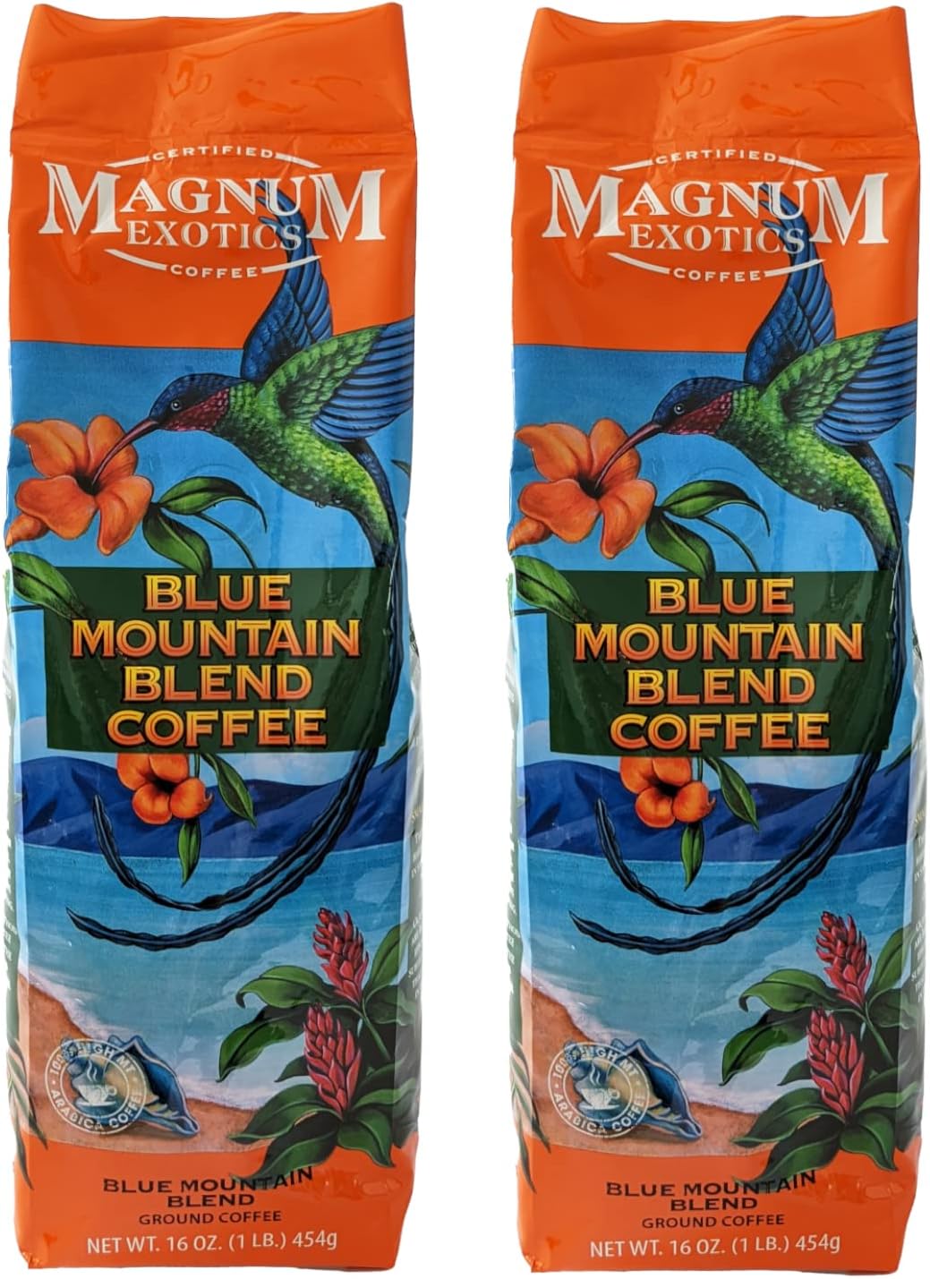 Coffee, Blue Mountain Ground Coffee Blend - Light-Medium Roast, Made from 100% Arabica Beans, Rich & Smooth Flavor, Fresh Roast - 1 Lb Bag (Pack of 2)