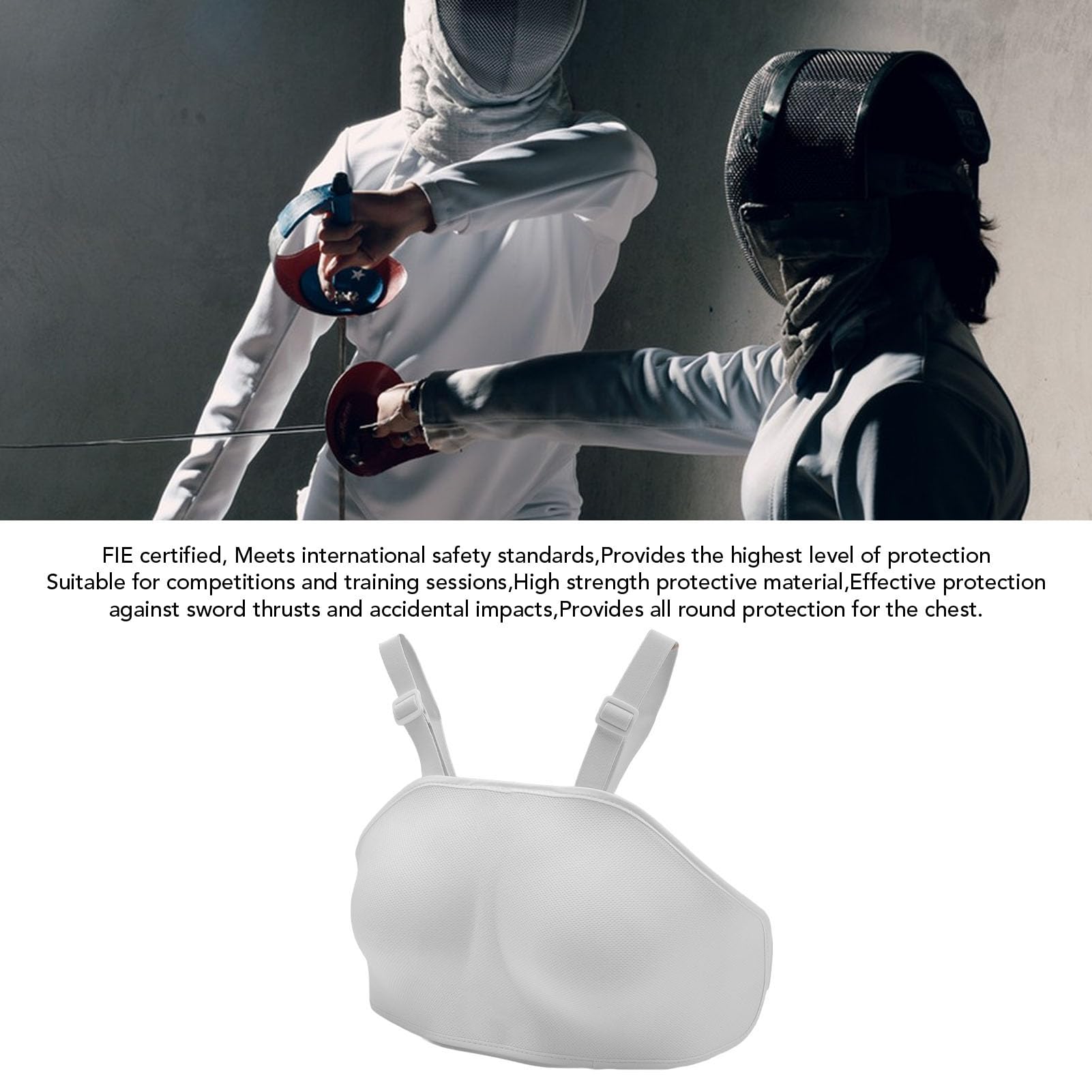 GOWENIC FIE-zertifizierter, Hochfester Kunststoff-Brustschutz für Frauen, Erwachsene, Mädchen, Wettkampftraining, Leichtes Design, für Zuhause, Schule, Club