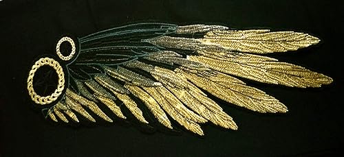 Miniatura 2 de 1 par de parches de lentejuelas de alas de ángel doradas y plateadas para ropa, parches bordados para planchar, apliques de accesorios de Navidad