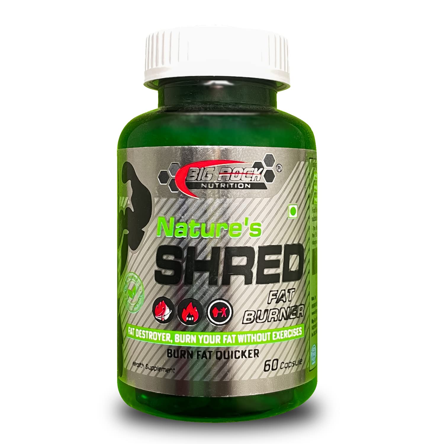 BIG ROCK NUTRITION Nature's Shred Fat Burner for Weight Loss (60 Capsules) | Fat Destroyer, Burn You Fat Without exercise