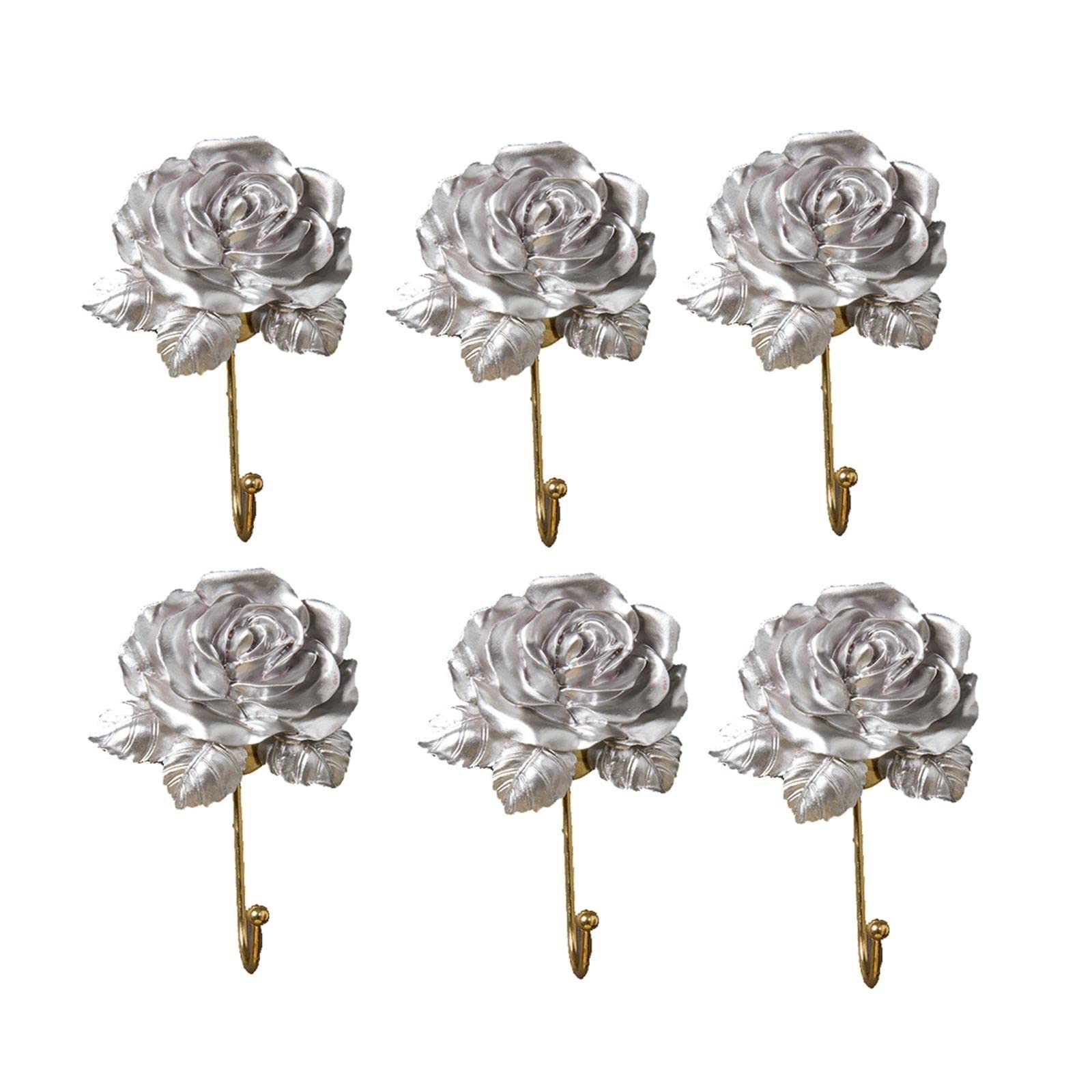 MRKU Coat Rack with Hooks Wall Elegant Flower Shape,Scarf,Bag,Towel,Key,Cap,Cup,Hat 6 Pack