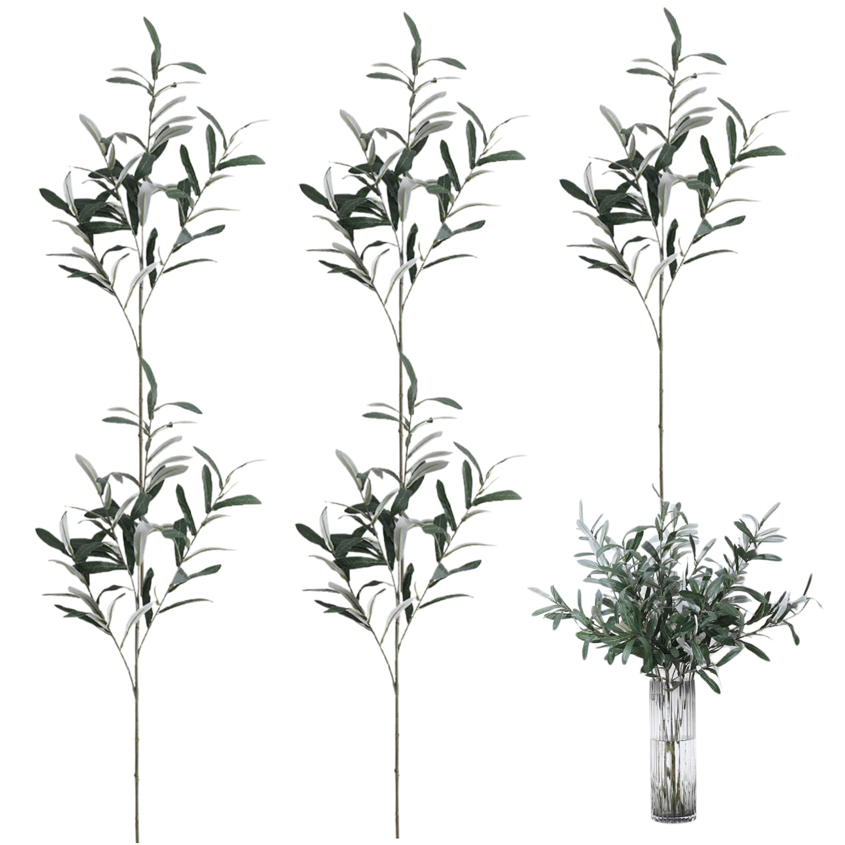 Comebachome 5Pcs 30" Faux Olive Branches No Olives, Realistic Artificial Greenery Stems for Home Decor