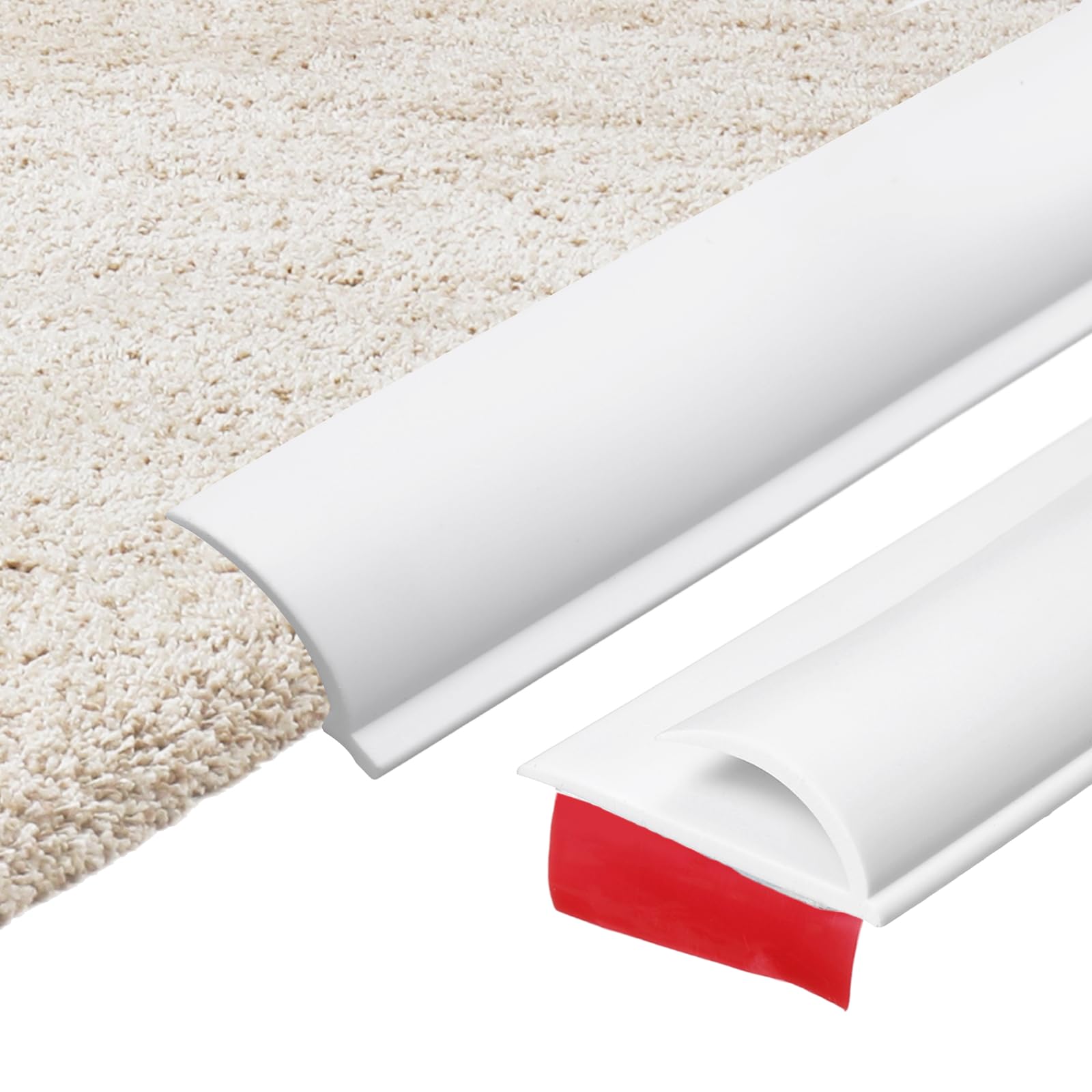 sourcing map 500cm x 30mm x 5mm Carpet to Tile Transition Strip, Self-Adhesive Carpet Edge Strip, PVC Gap Cover, Laminate Edge Trim for Uneven Surfaces, White — image 1