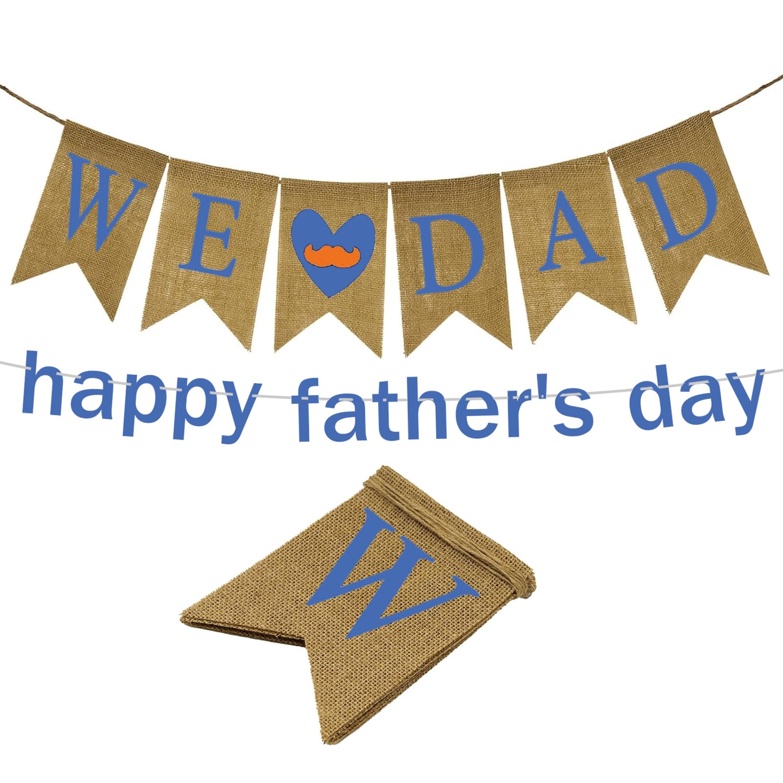 Happy Fathers Day Banner Decorations We Love Dad Burlap Banners Flag Bunting Hanging Garland Father’s Day Party Supplies Background for Photograph