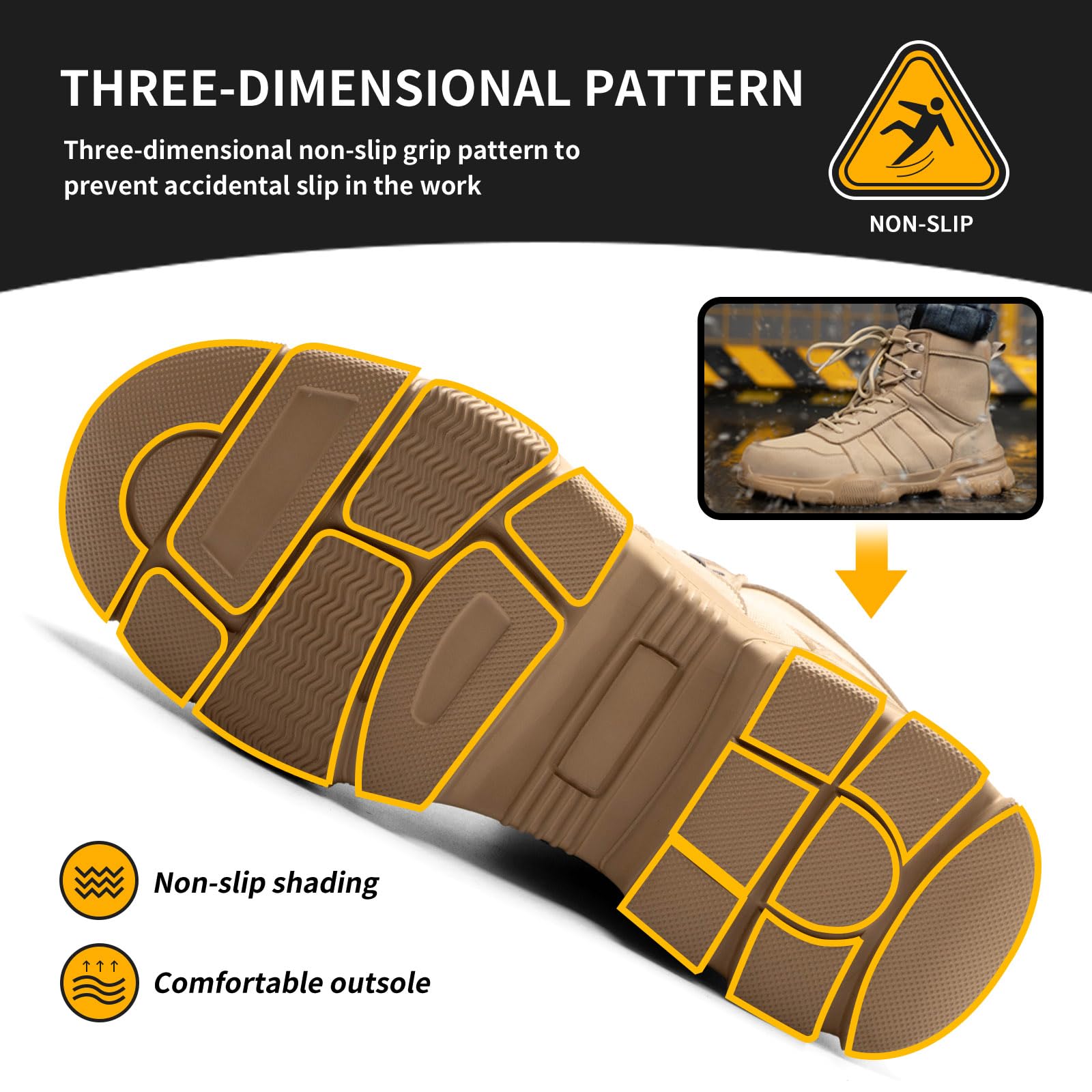 Botas de seguridad con puntera de acero para hombre y mujer, ligeras, transpirables, con construcción antideslizante para uso industrial