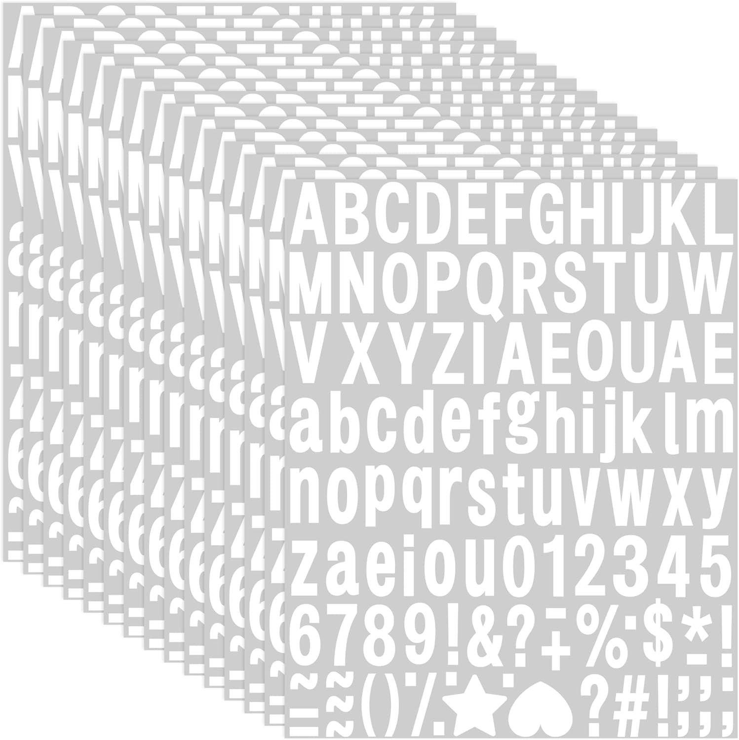 1635Pcs Alphabet Stickers Letter Stickers White Vinyl Sticker Letters Self Adhesive,15 Sheets 1 Inch Mailbox Numbers Stick on Letters for Water Bottle Scrapbook Craft Sign Labels Classroom Address