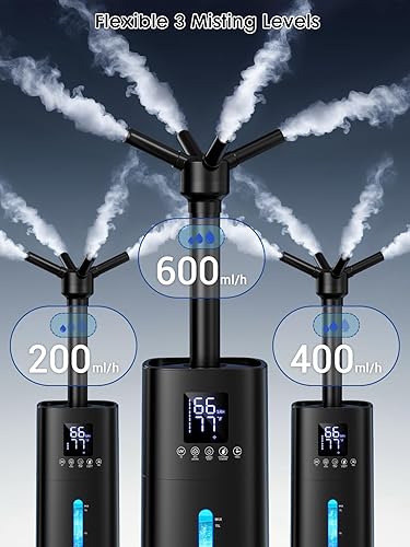 Miniatura 4 de Humidificador de 15L4 galones para habitación grande, niebla de 20.3 fl ozh, cobertura de 1200 ft, control de humedad automático, tiempo de
