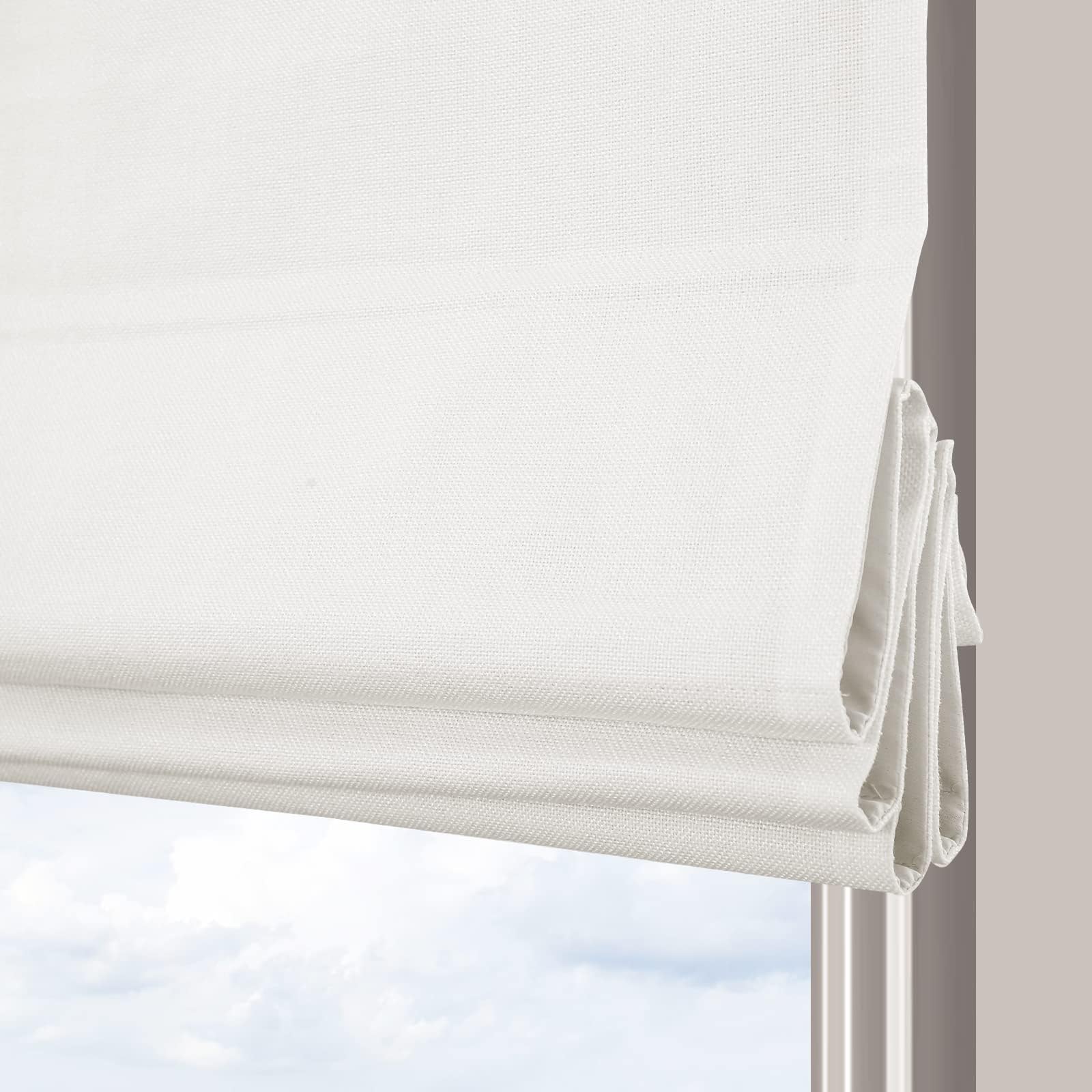 Artdix White Roman Shades for Windows, Timeless Blackout Cordless Roman Windows