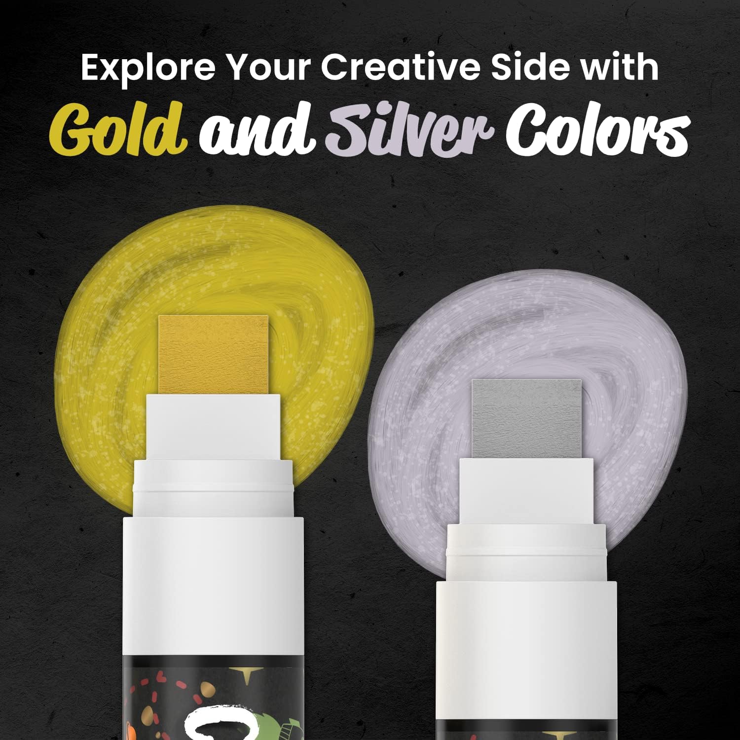 2 Metallic Window Chalk Markers for Cars - Washable 15mm Jumbo Chalk Pens image 2