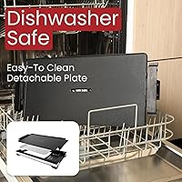 Vista 5 de Parrilla eléctrica para interiores de 1800 W, sin humo, con placa extraíble antiadherente, parrilla coreana de barbacoa con control de temperatura