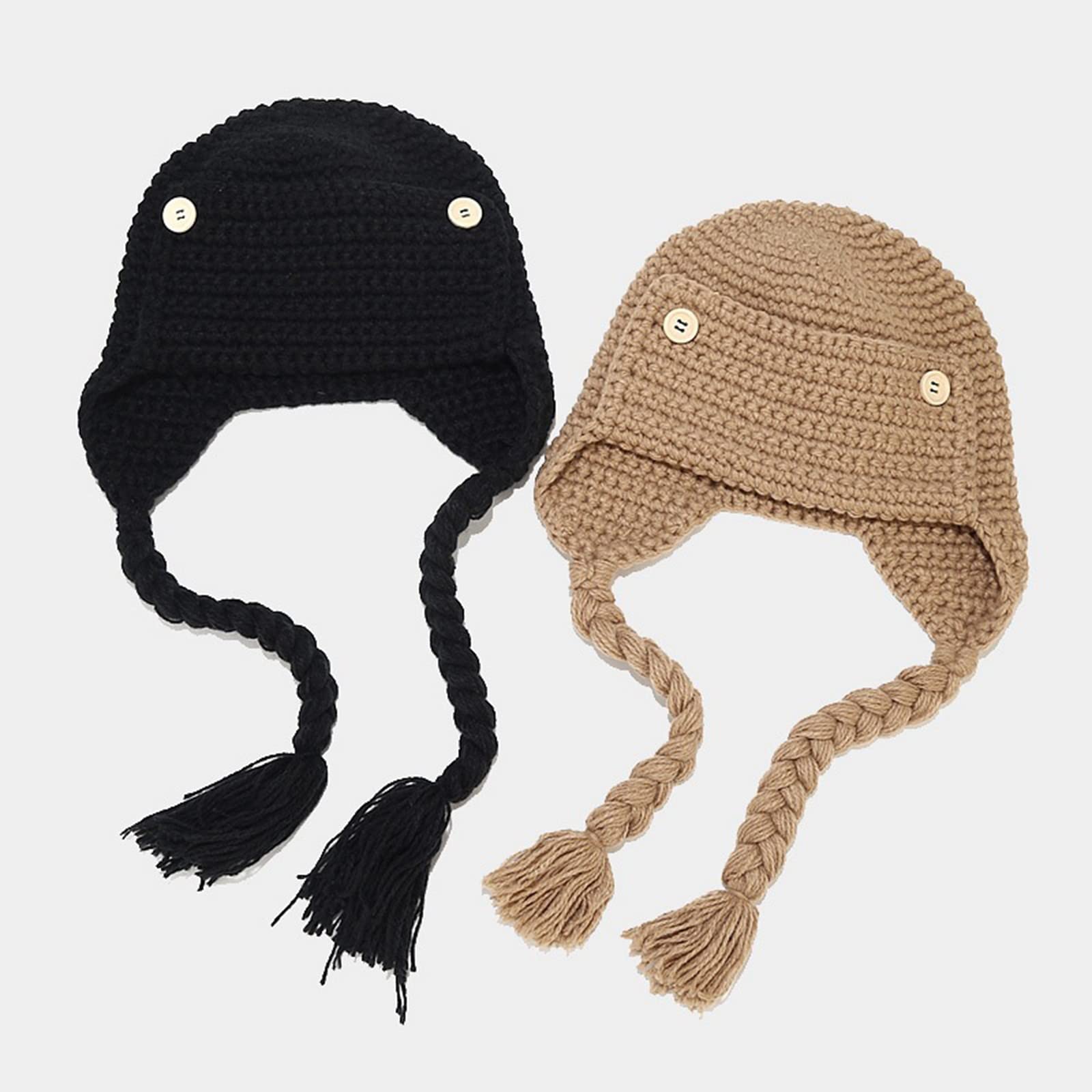 Inverno Caldo Cap Trecce Invernali Cappello Caldo Cavo Grosso Cappelli in Maglia Morbido Elasticizzato Spessa Carino Cappello Lavorato a Maglia per Ildo i Bambini 3 Anni/Black/One Size